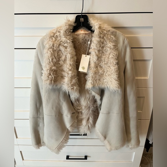 Tory Burch Cream Shearling Jacket